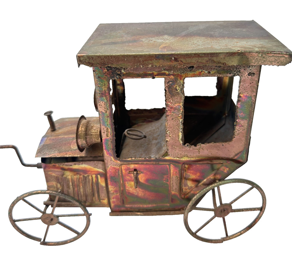 A71 Sculpted Copper Metal Antique Model T Car Music Working Vintage Collectible